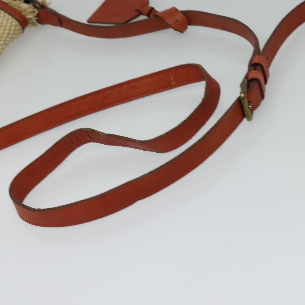 BURBERRY Blue Label Shoulder Bag Straw Beige Auth 123677