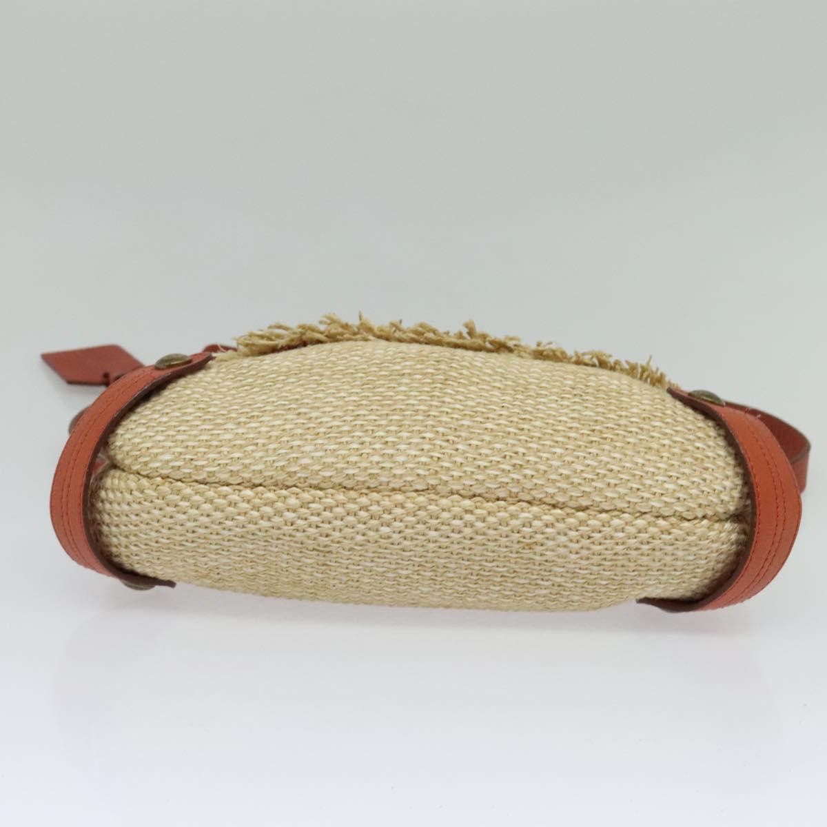 BURBERRY Blue Label Shoulder Bag Straw Beige Auth 123677