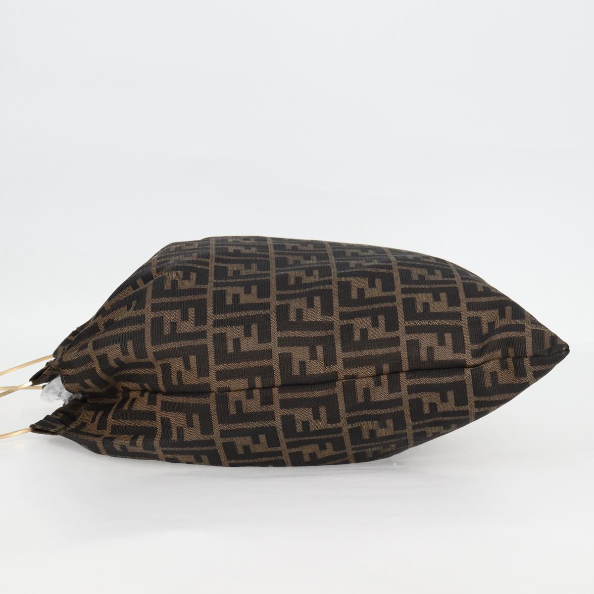 FENDI Zucca Canvas Hand Bag Brown Black Auth 123696V