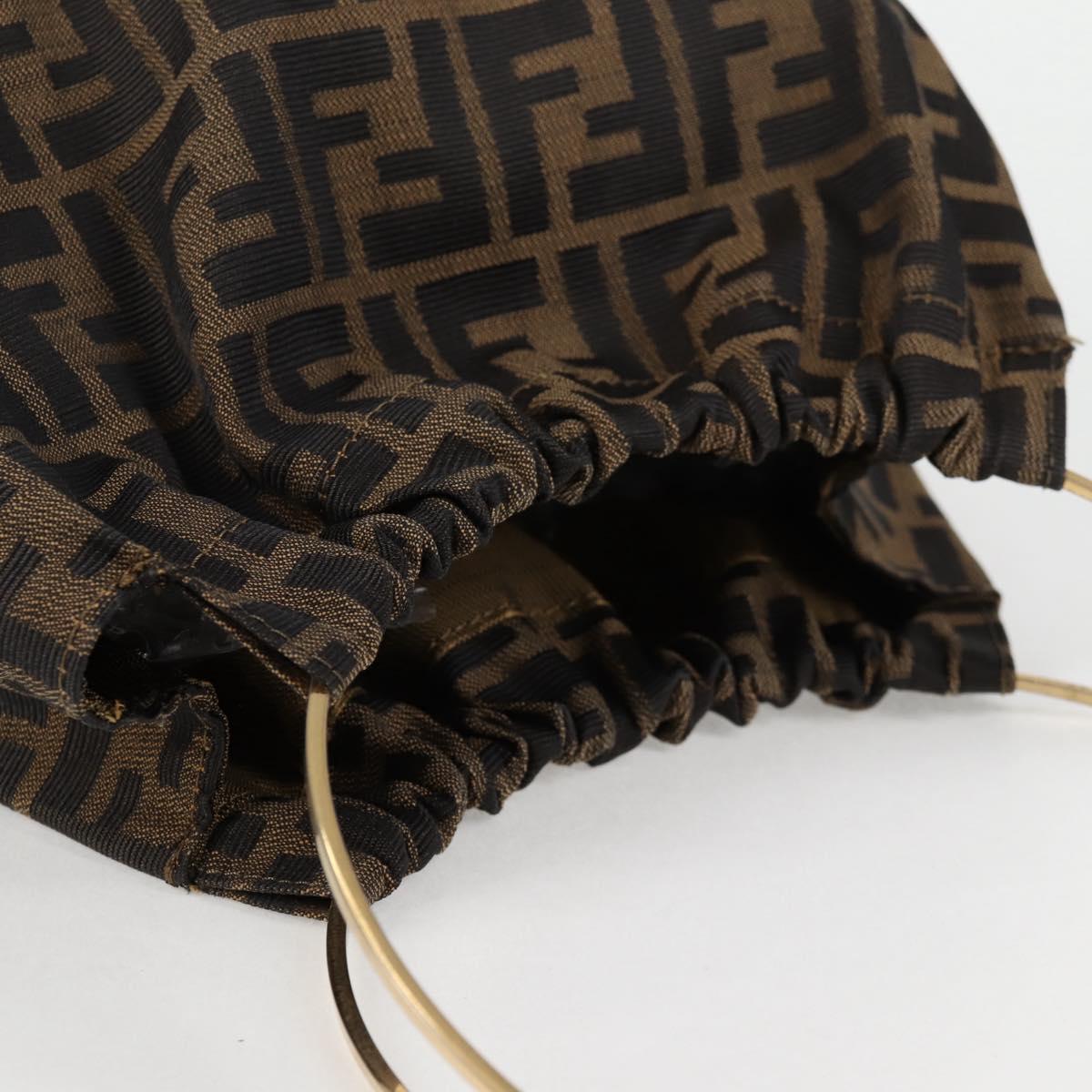 FENDI Zucca Canvas Hand Bag Brown Black Auth 123696V