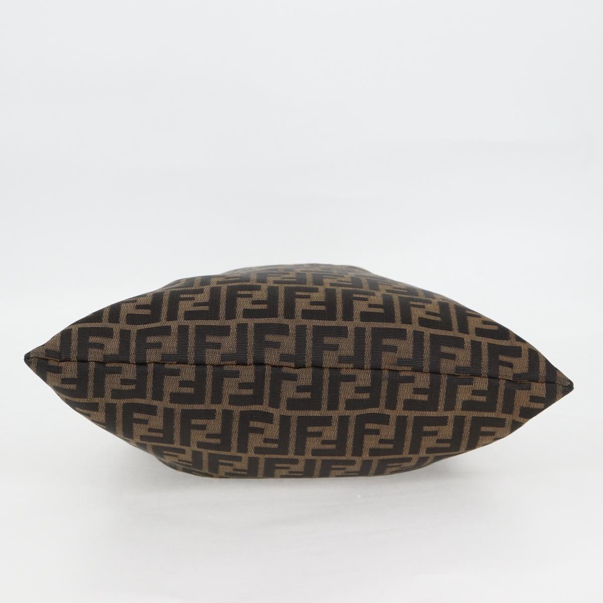 FENDI Zucca Canvas Hand Bag Brown Black Auth 123696V