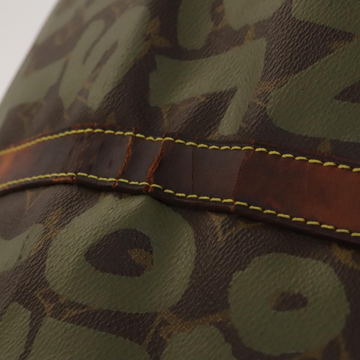 LOUIS VUITTON Monogram Graffiti Keepall 50 Boston Bag Khaki M92196 Auth 123702