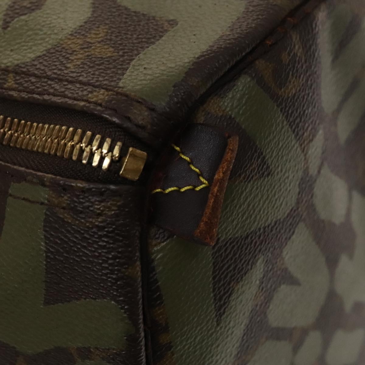 LOUIS VUITTON Monogram Graffiti Keepall 50 Boston Bag Khaki M92196 Auth 123702