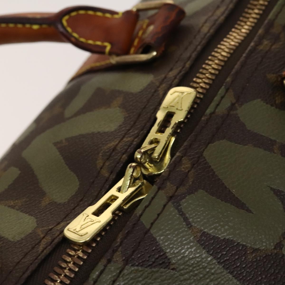 LOUIS VUITTON Monogram Graffiti Keepall 50 Boston Bag Khaki M92196 Auth 123702