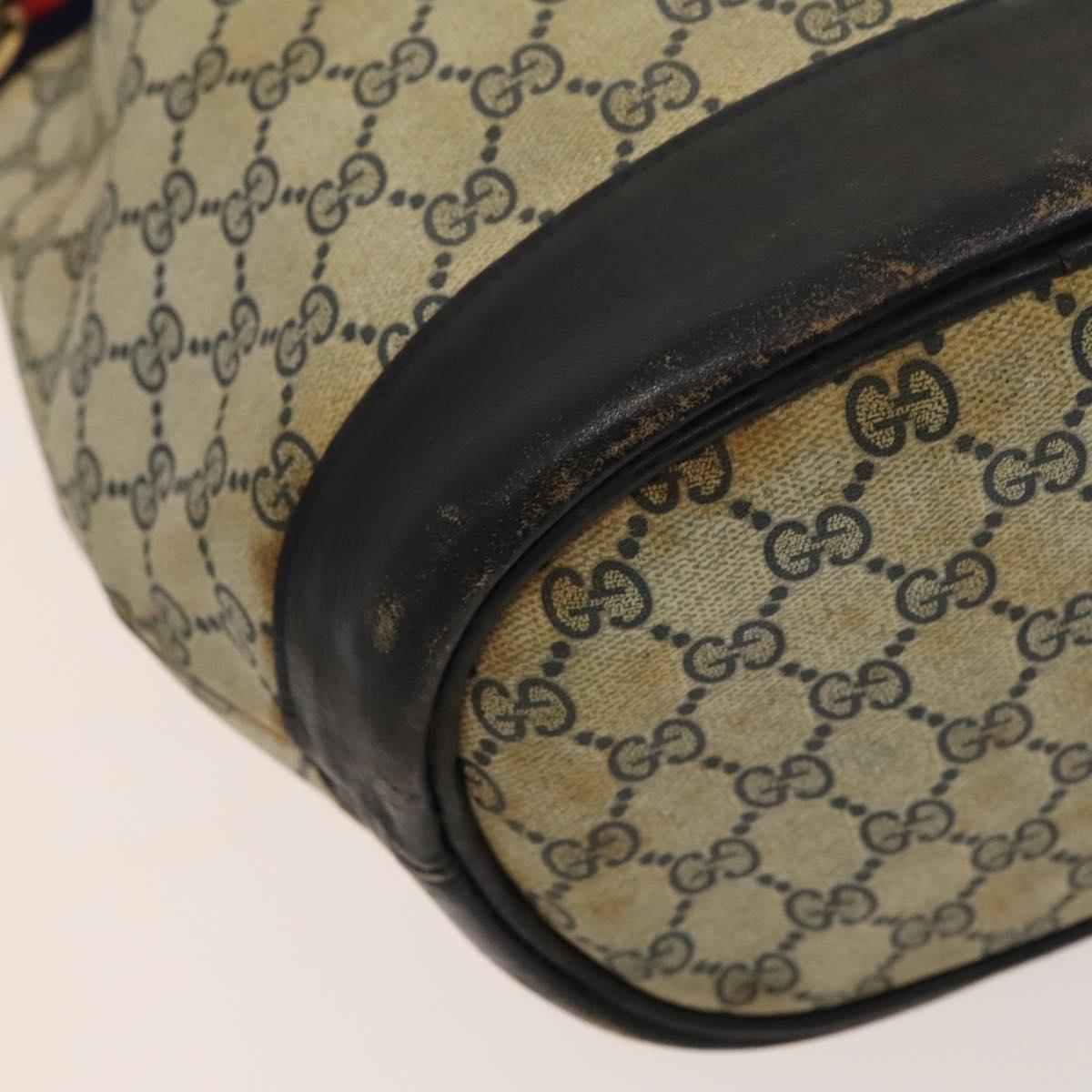GUCCI GG Supreme Sherry Line Shoulder Bag PVC Navy Gold Red Auth 123716