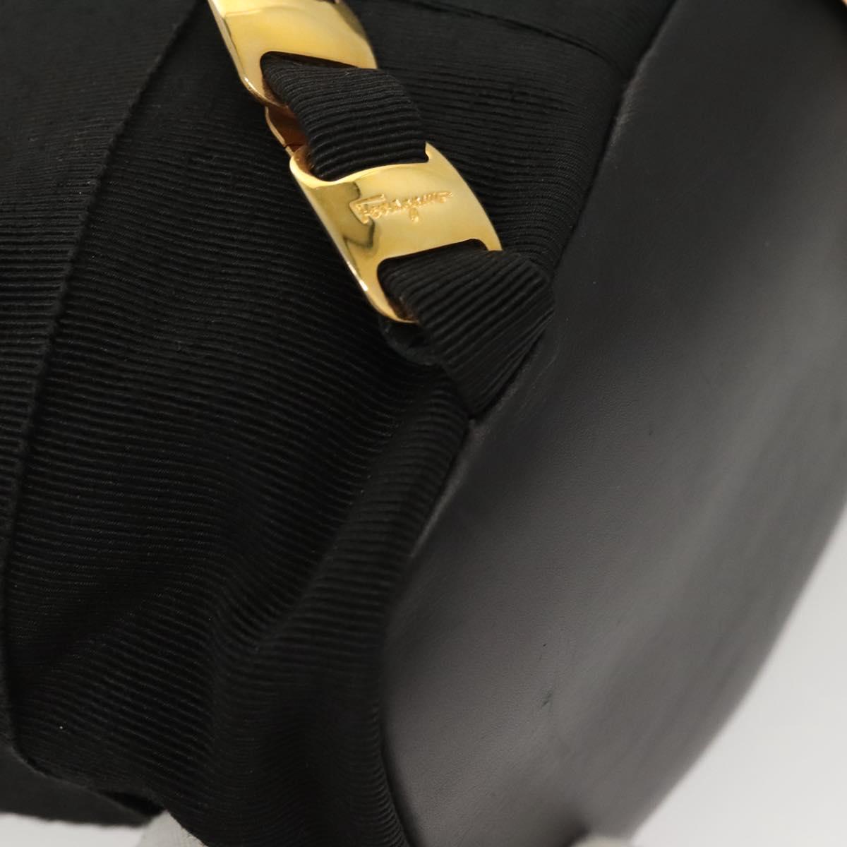 Salvatore Ferragamo Backpack Canvas Black Gold Auth 123717