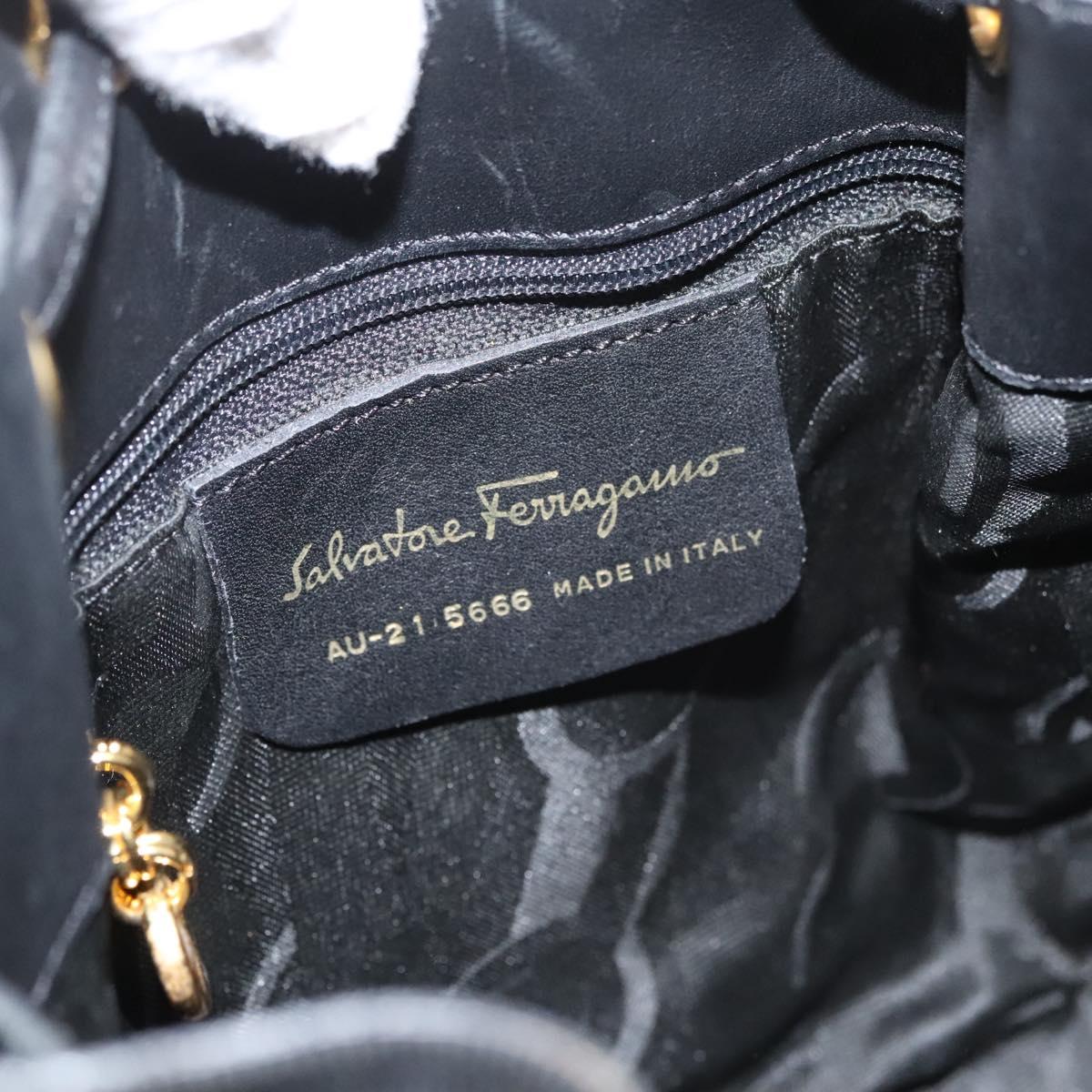 Salvatore Ferragamo Backpack Canvas Black Gold Auth 123717