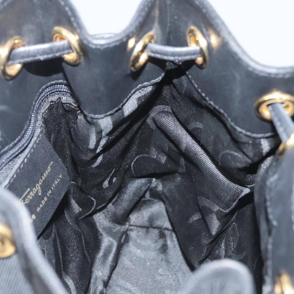 Salvatore Ferragamo Backpack Canvas Black Gold Auth 123717