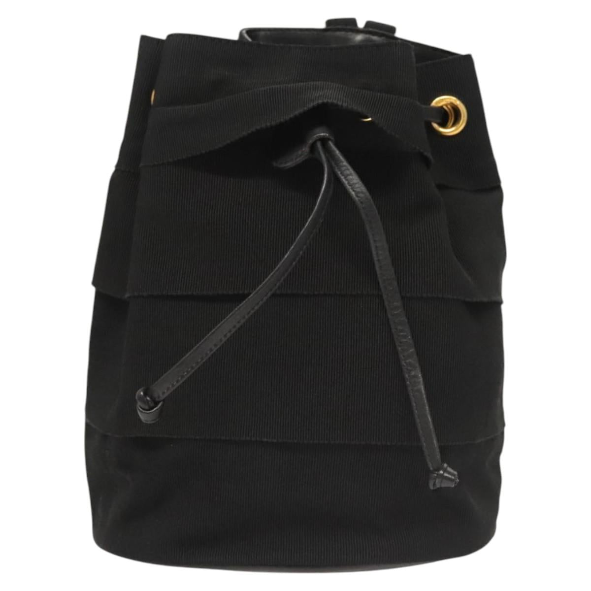 Salvatore Ferragamo Backpack Canvas Black Gold Auth 123717