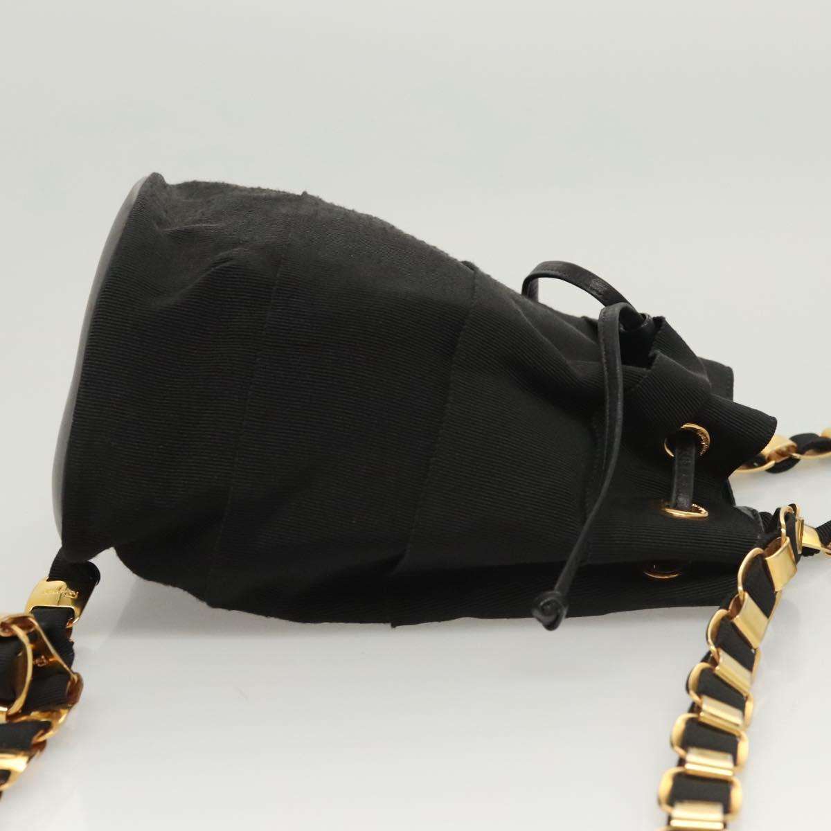 Salvatore Ferragamo Backpack Canvas Black Gold Auth 123717