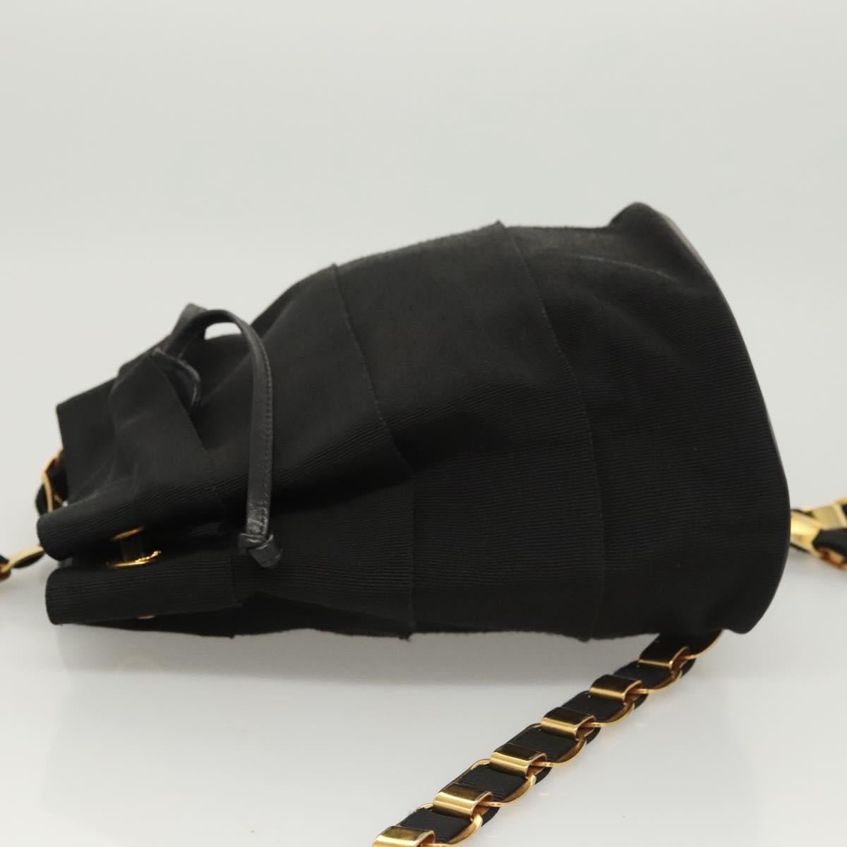 Salvatore Ferragamo Backpack Canvas Black Gold Auth 123717