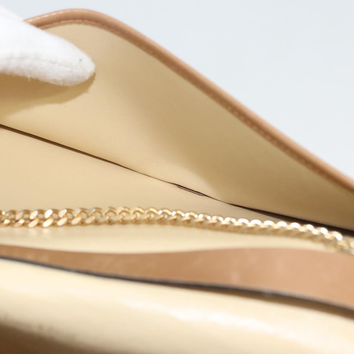 Christian Dior Trotter Canvas Chain Shoulder Bag Beige Gold Auth 123721