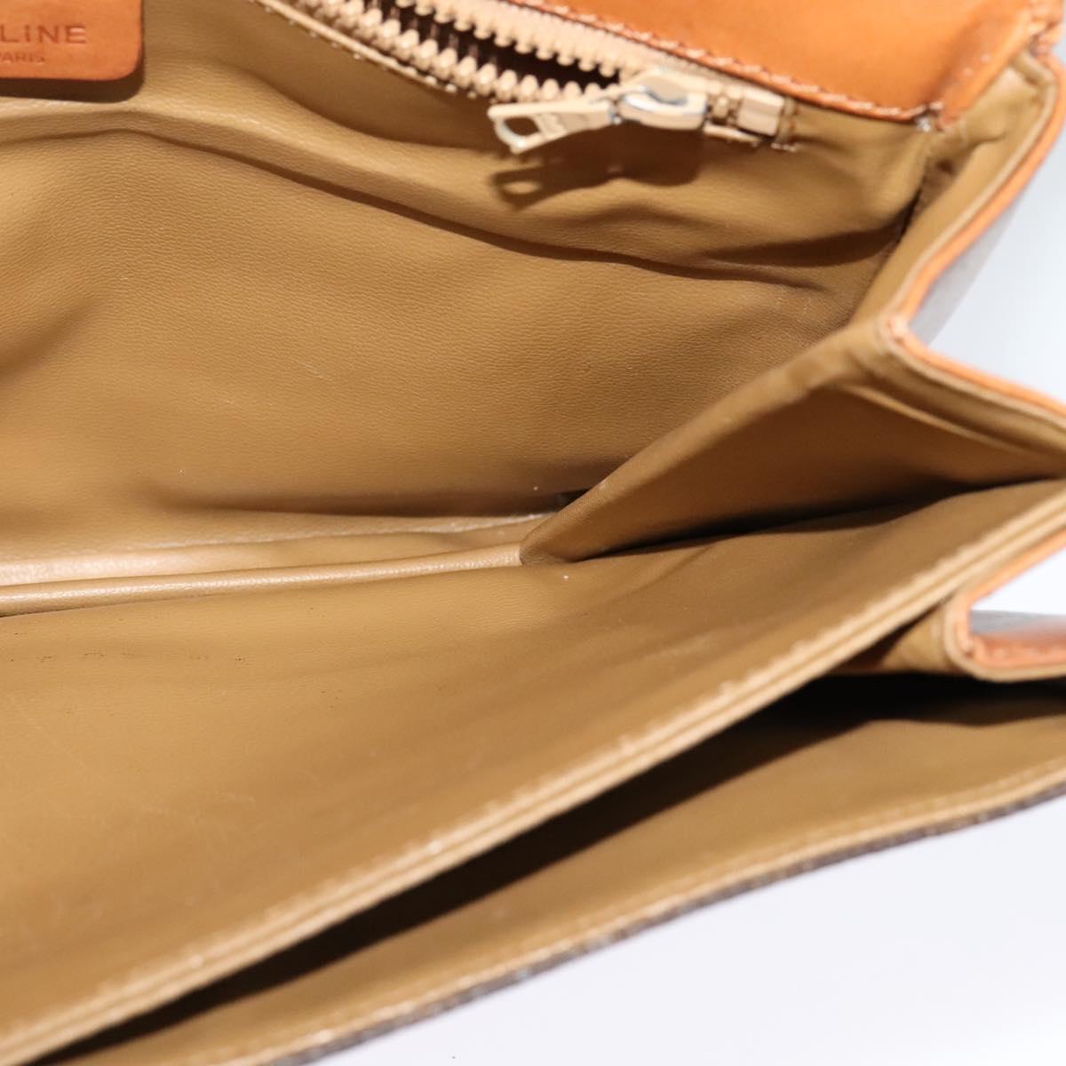 CELINE Macadam Canvas Shoulder Bag PVC Leather Brown Gold Auth 123725