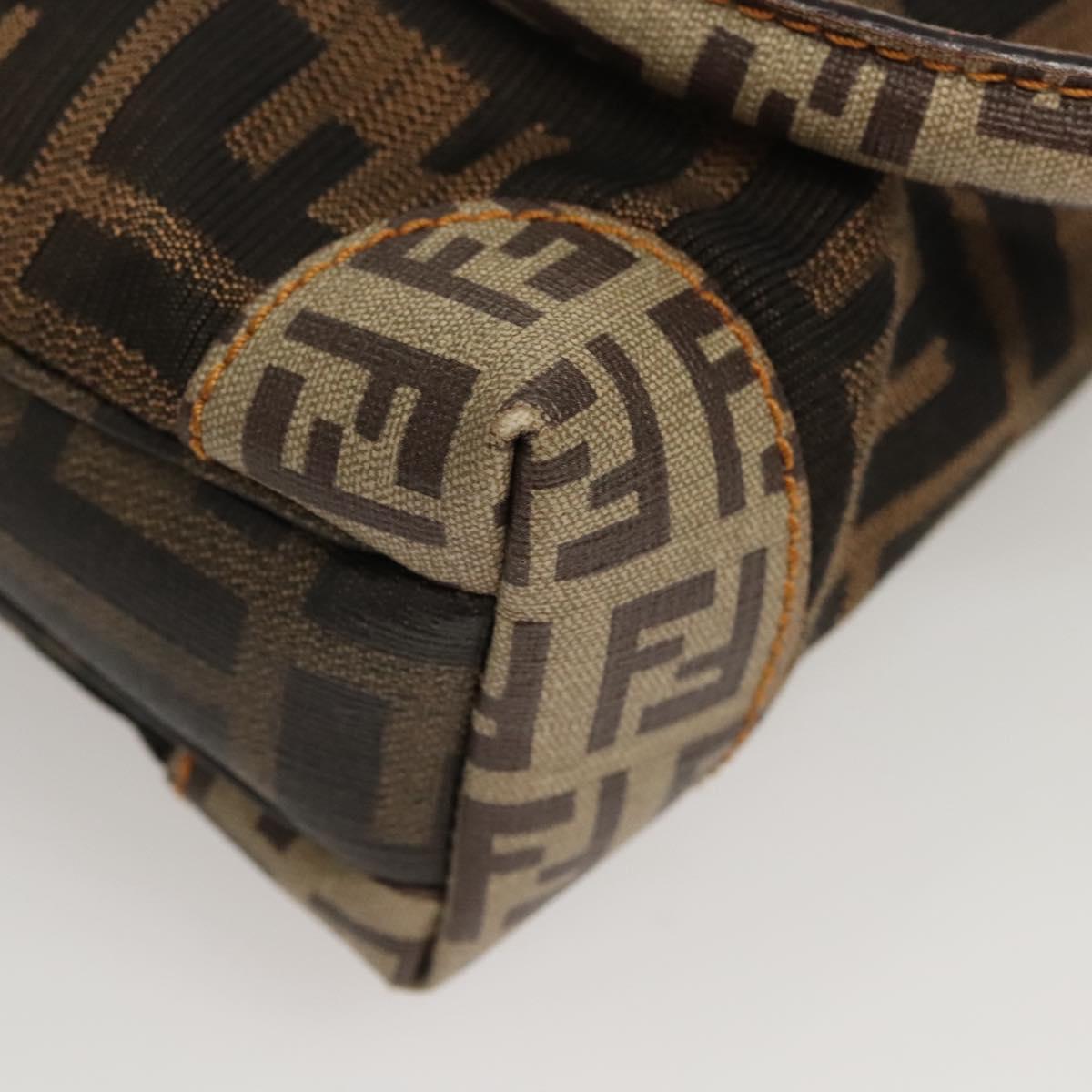 FENDI Zucca Canvas Zucchino Canvas Hand Bag 2way Brown Black beige Auth 123727