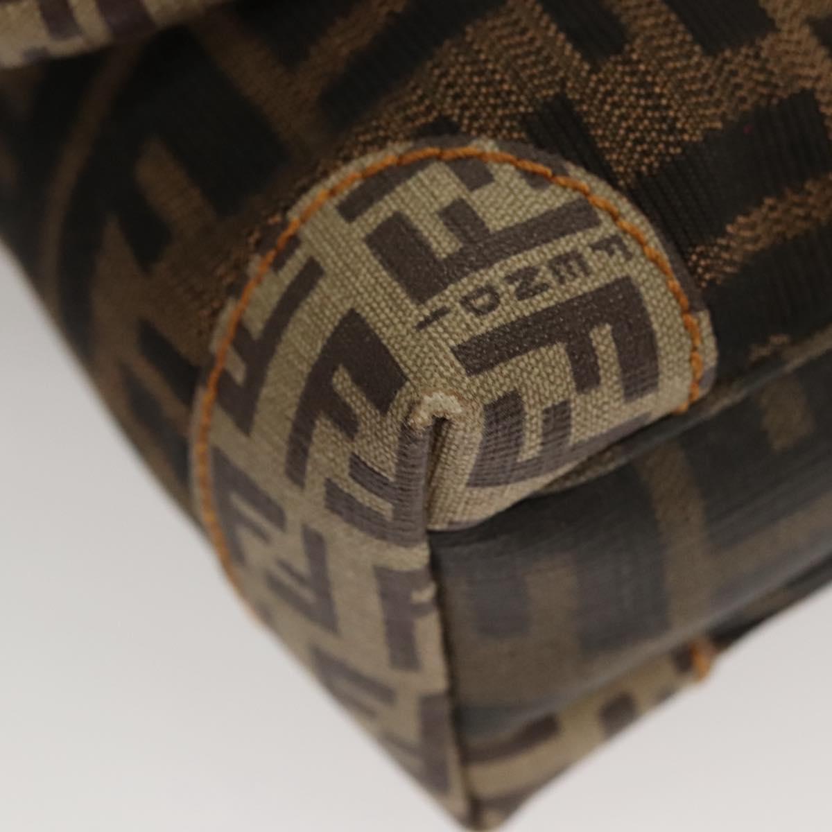 FENDI Zucca Canvas Zucchino Canvas Hand Bag 2way Brown Black beige Auth 123727