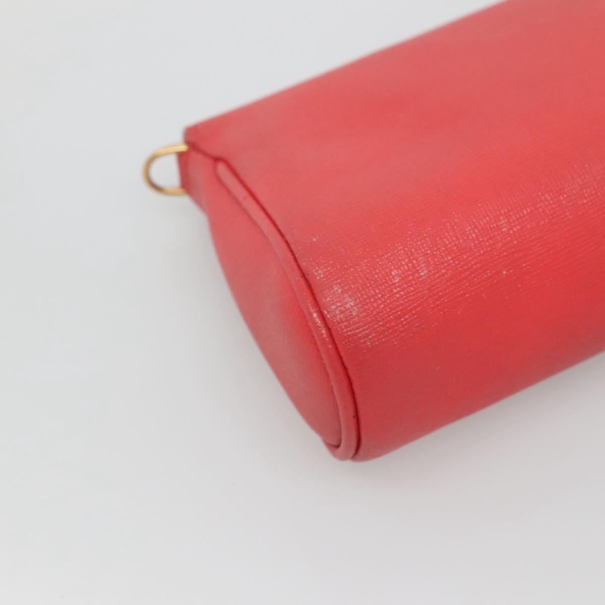FENDI Shoulder Bag Leather Red Gold Auth 123730