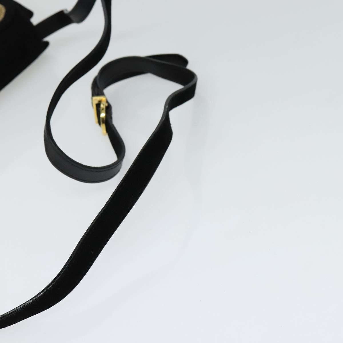 Salvatore Ferragamo Shoulder Bag Suede Gold Black Auth 123733