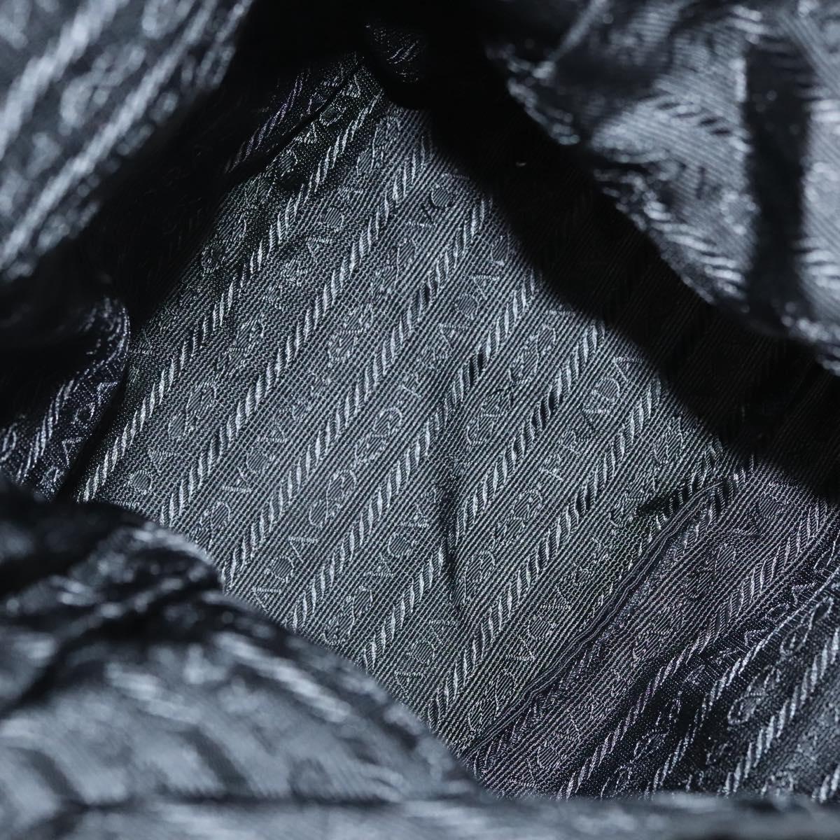 PRADA Shoulder Bag Nylon Black Gold Auth 123769