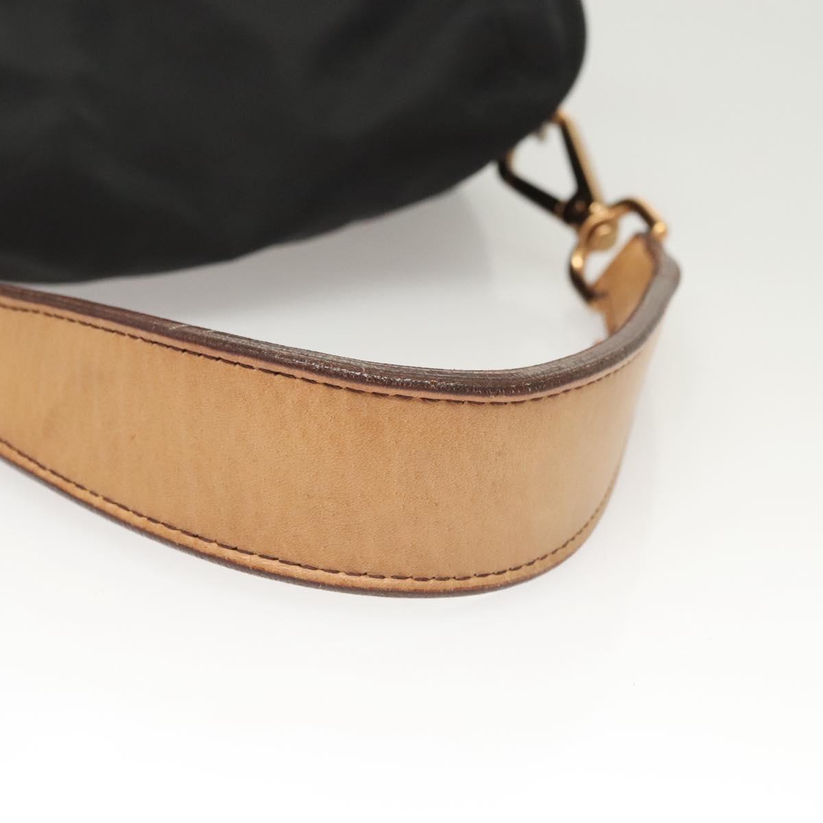 PRADA Shoulder Bag Nylon Black Gold Auth 123769