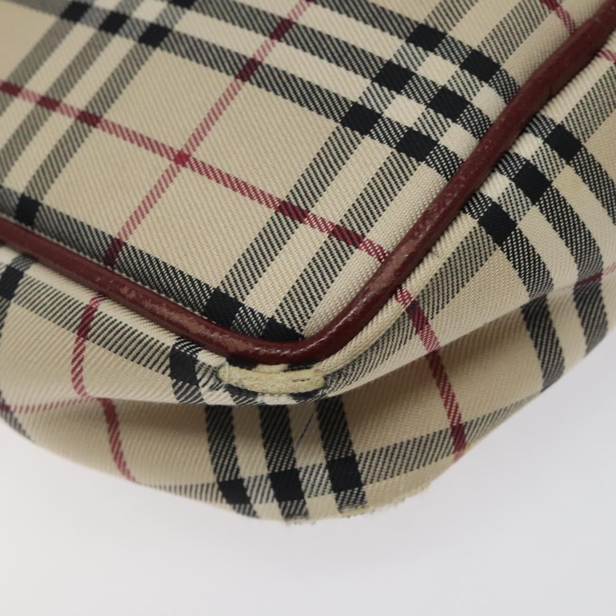 BURBERRY Nova Check Shoulder Bag Canvas Beige Gold Auth 123788