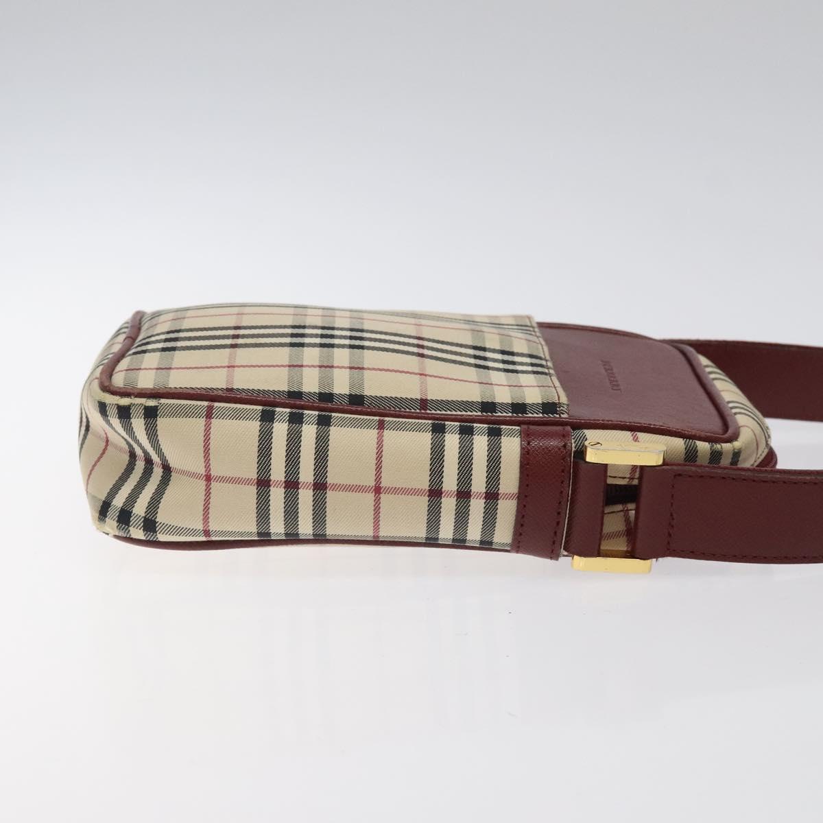 BURBERRY Nova Check Shoulder Bag Canvas Beige Gold Auth 123788