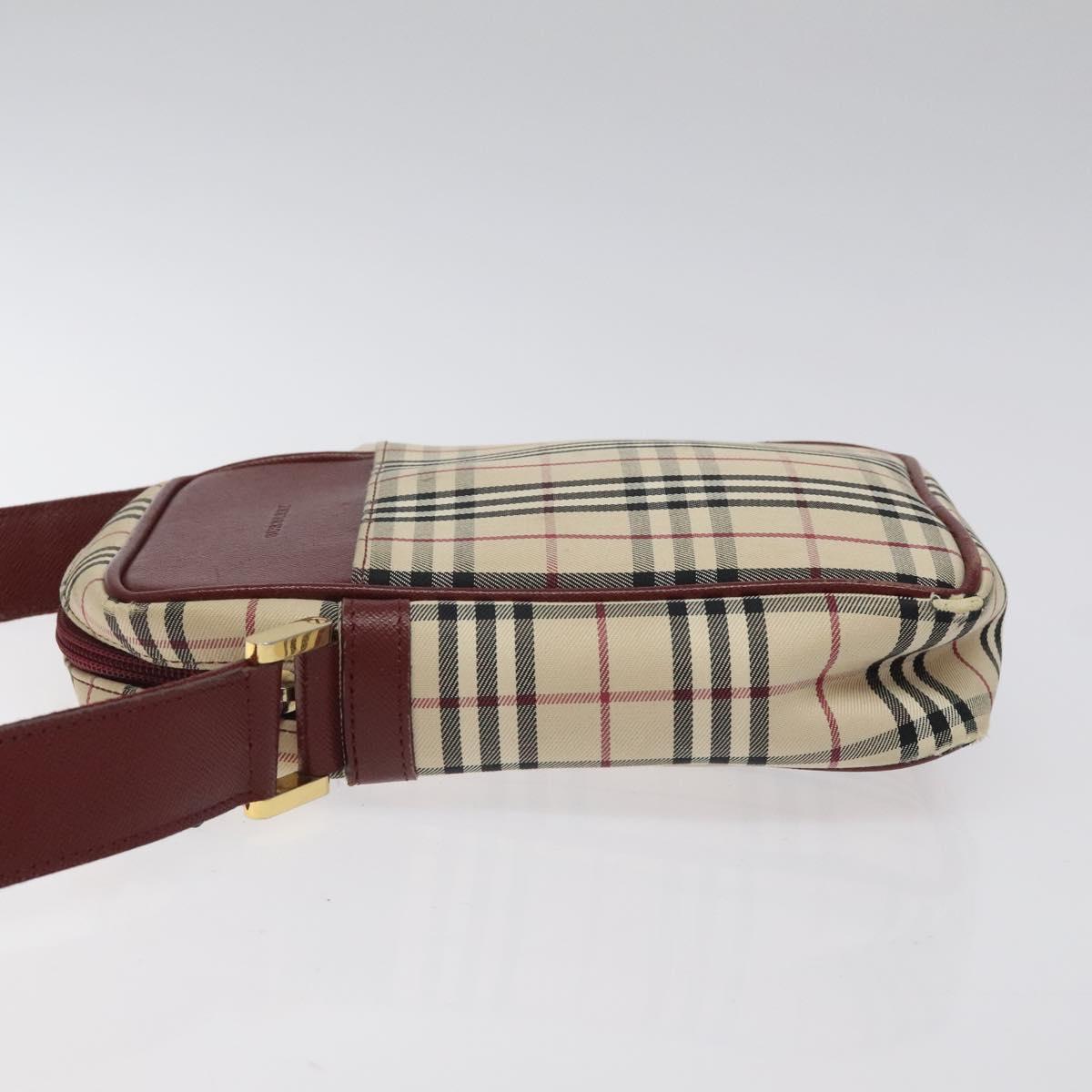 BURBERRY Nova Check Shoulder Bag Canvas Beige Gold Auth 123788