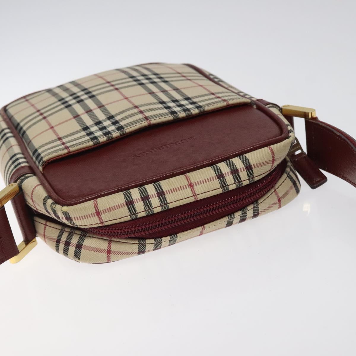 BURBERRY Nova Check Shoulder Bag Canvas Beige Gold Auth 123788