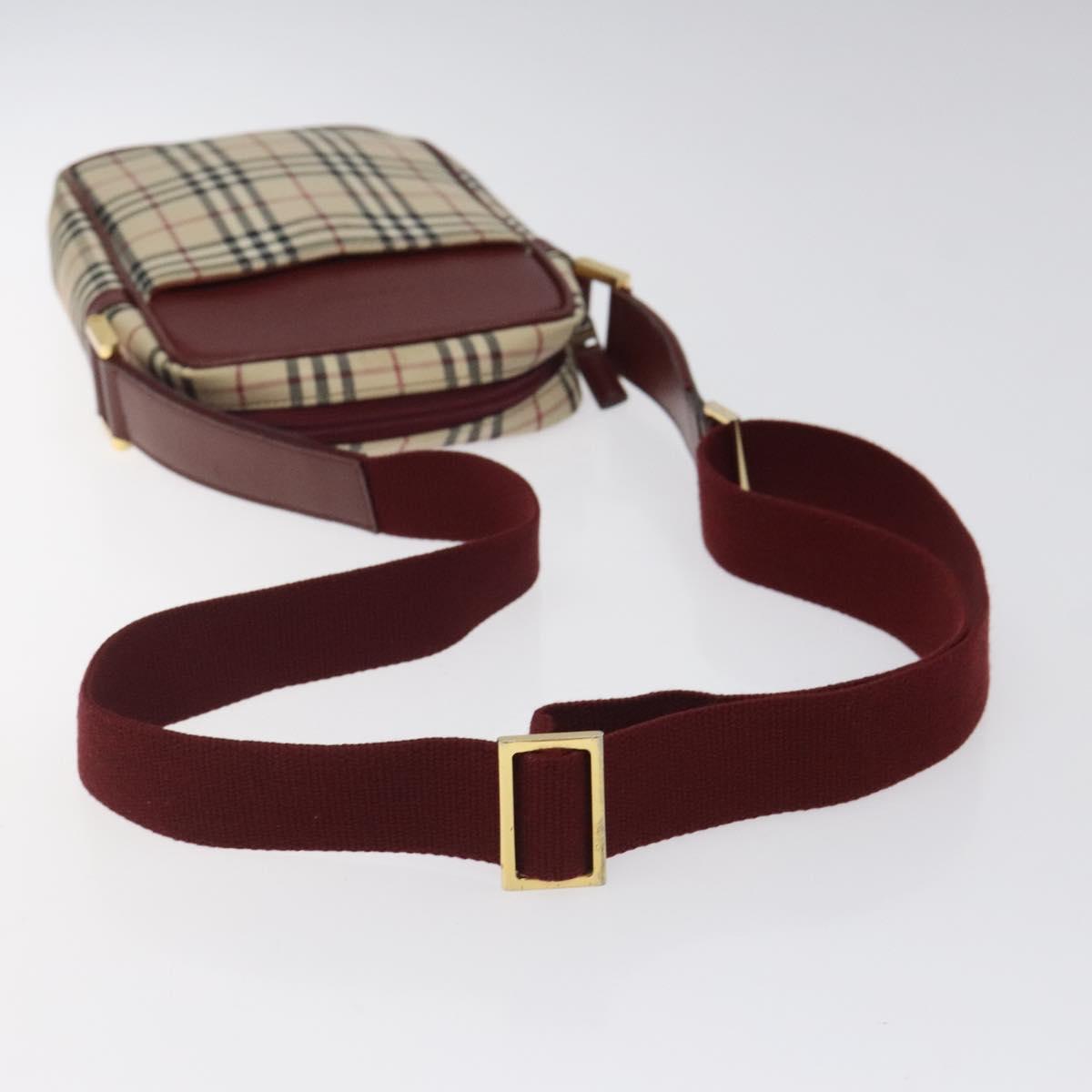 BURBERRY Nova Check Shoulder Bag Canvas Beige Gold Auth 123788