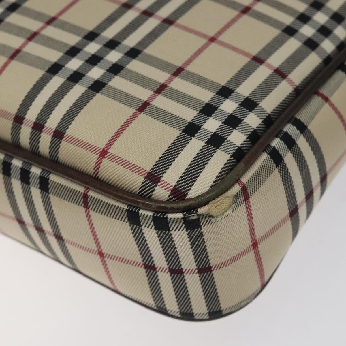 BURBERRY Nova Check Shoulder Bag Canvas Beige Silver Auth 123791