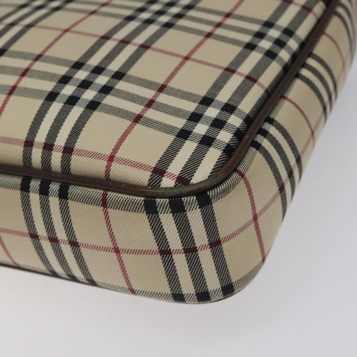 BURBERRY Nova Check Shoulder Bag Canvas Beige Silver Auth 123791