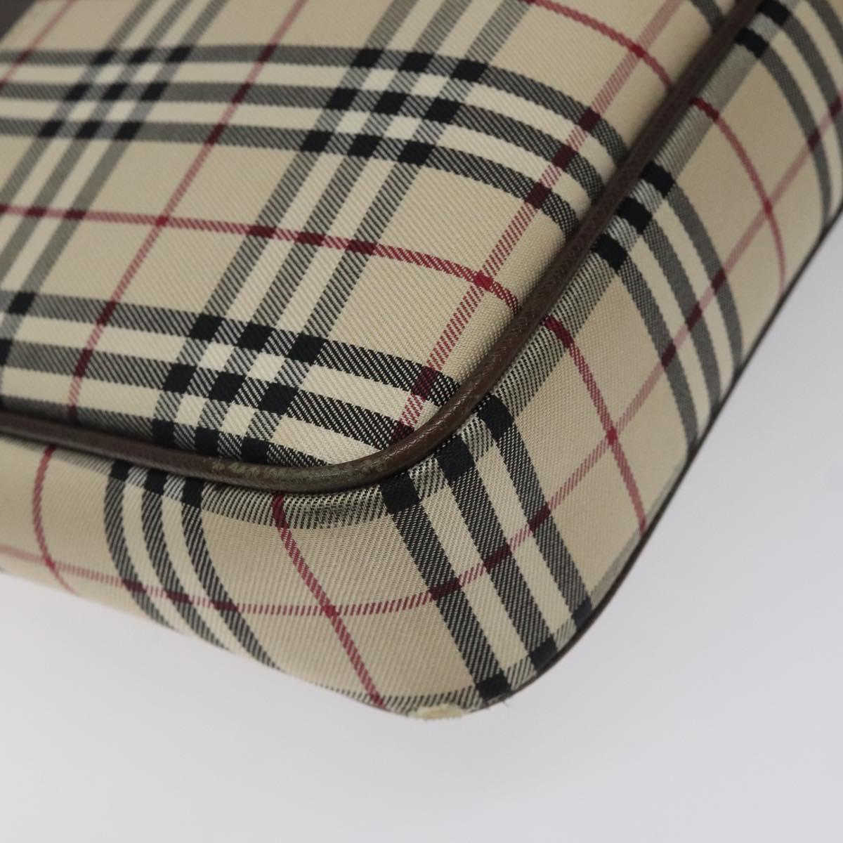 BURBERRY Nova Check Shoulder Bag Canvas Beige Silver Auth 123791