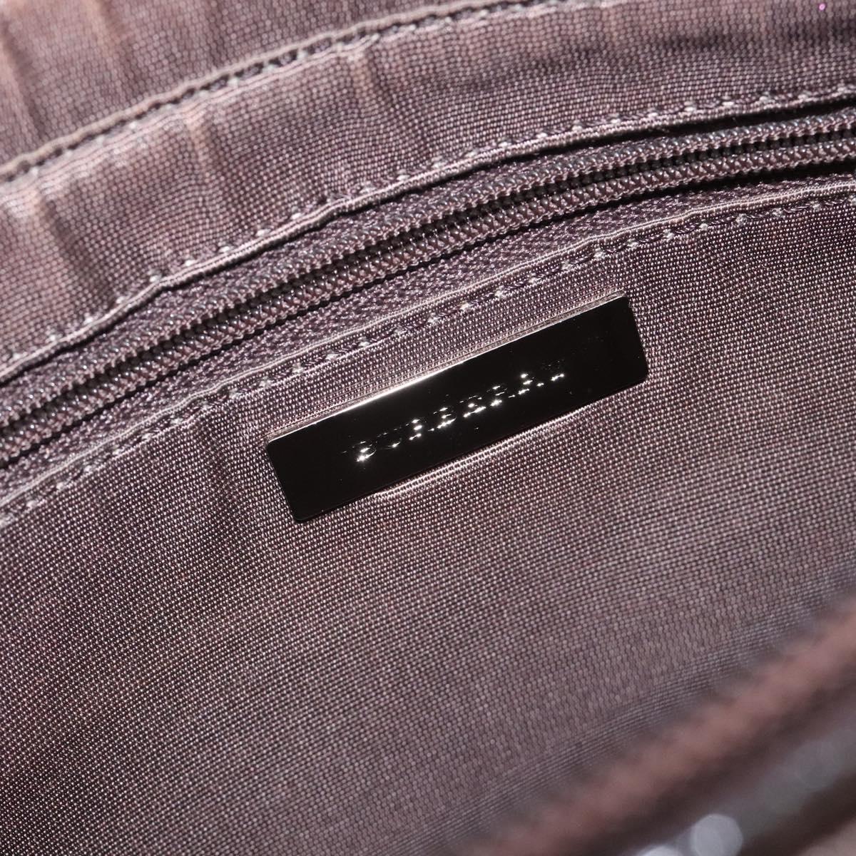 BURBERRY Nova Check Shoulder Bag Canvas Beige Silver Auth 123791