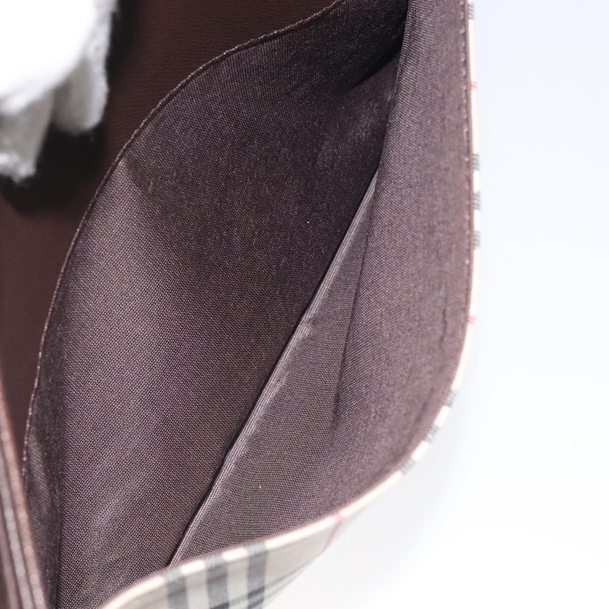 BURBERRY Nova Check Shoulder Bag Canvas Beige Silver Auth 123791