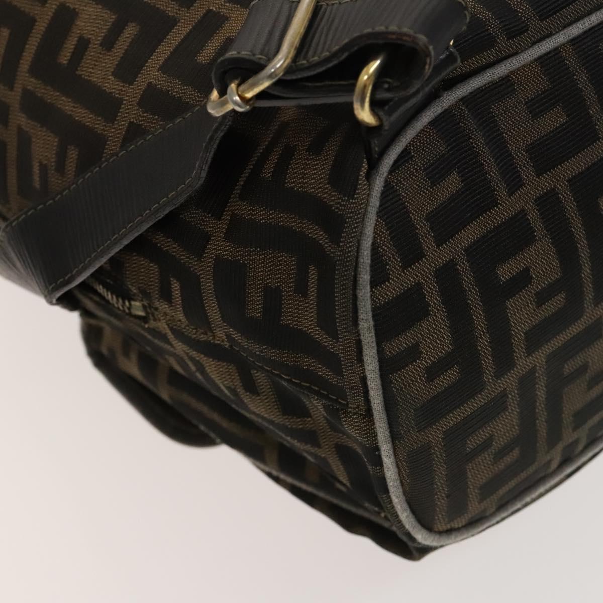 FENDI Zucca Canvas Backpack Black Brown gold Auth 123804
