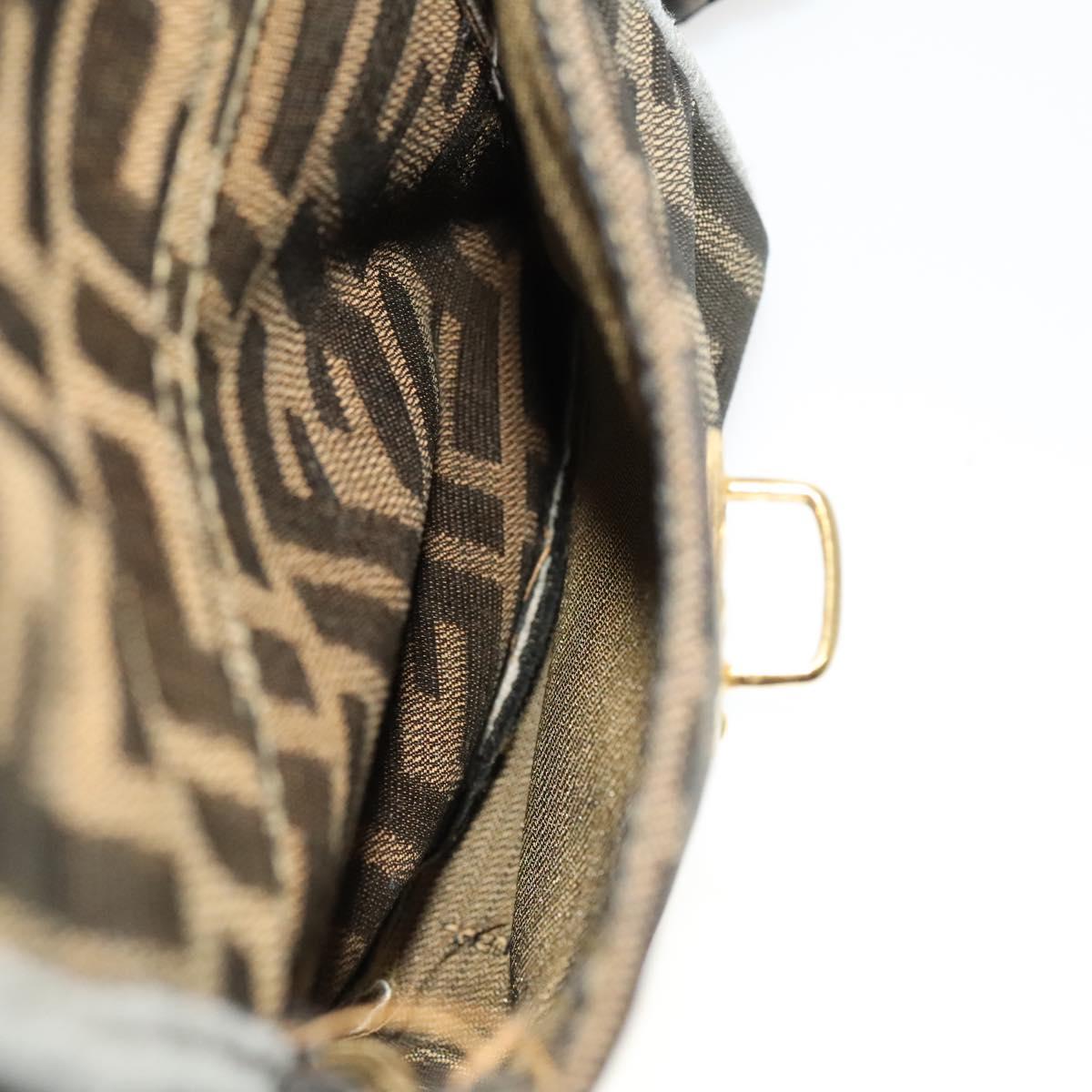 FENDI Zucca Canvas Backpack Black Brown gold Auth 123804