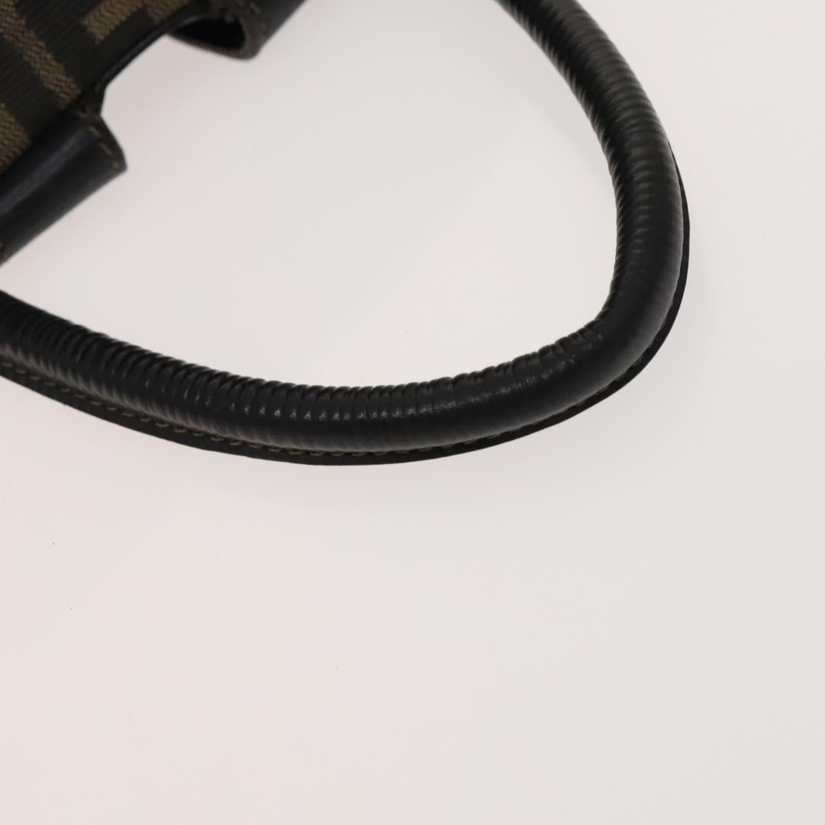 FENDI Zucca Canvas Backpack Black Brown gold Auth 123804