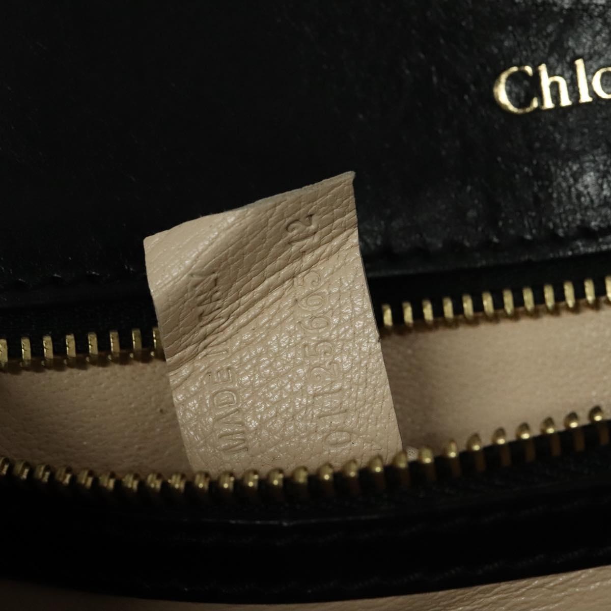 Chloe Shoulder Bag Leather Black Gold Auth 123811
