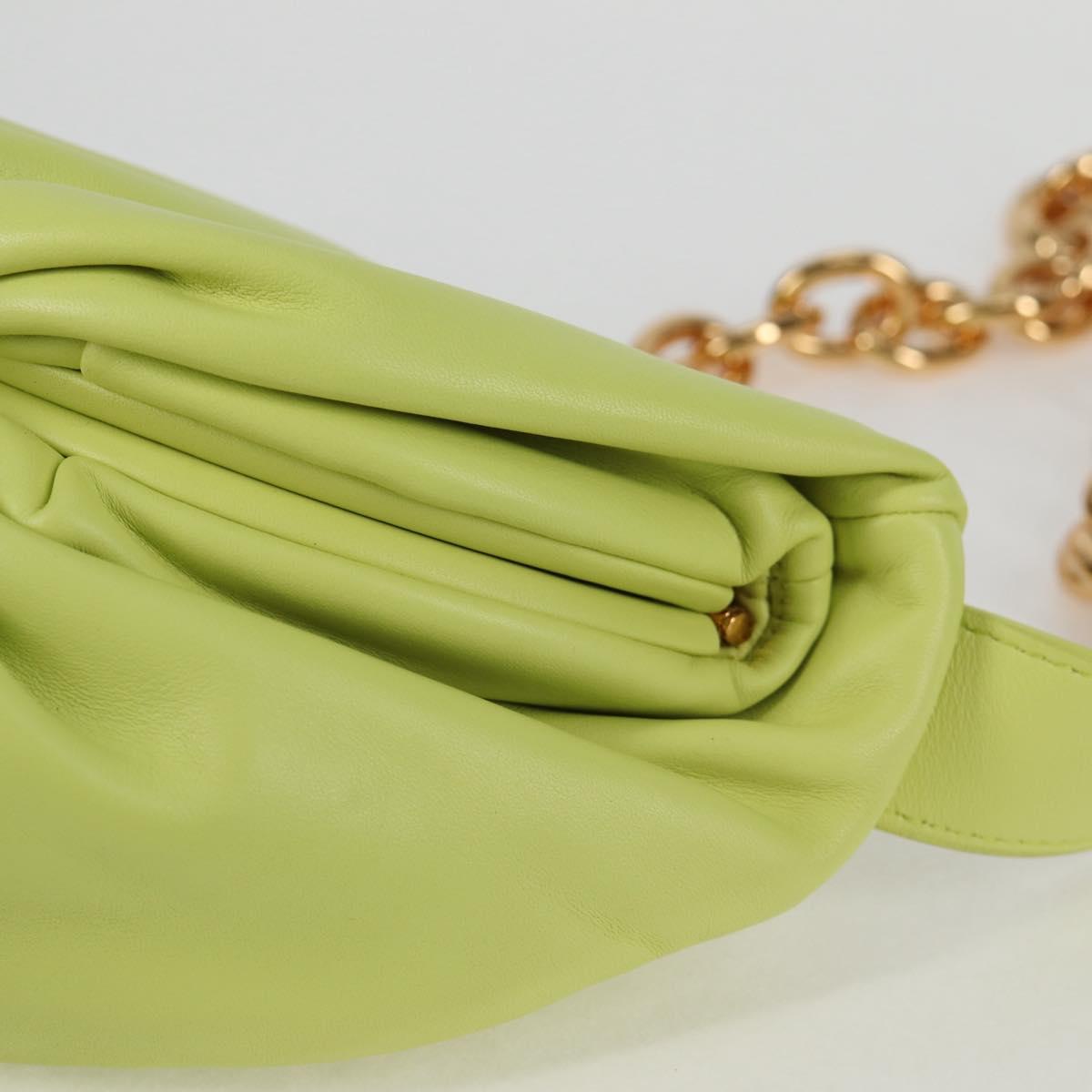 BOTTEGA VENETA The Chain Pouch Leather Yellow Gold Auth 123813SAM
