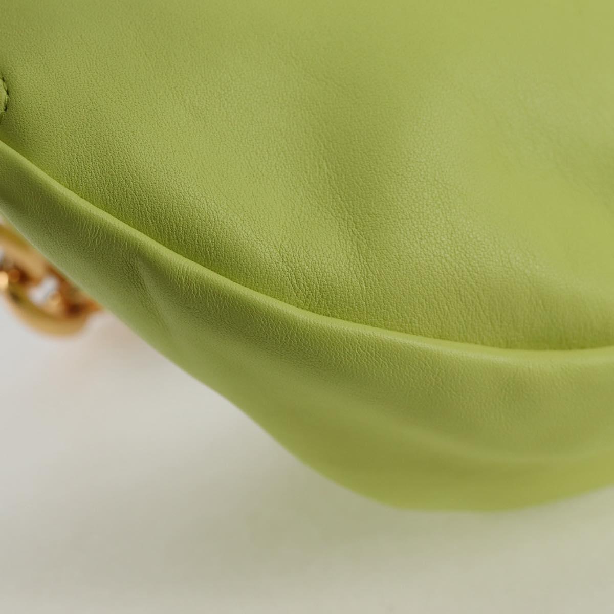BOTTEGA VENETA The Chain Pouch Leather Yellow Gold Auth 123813SAM