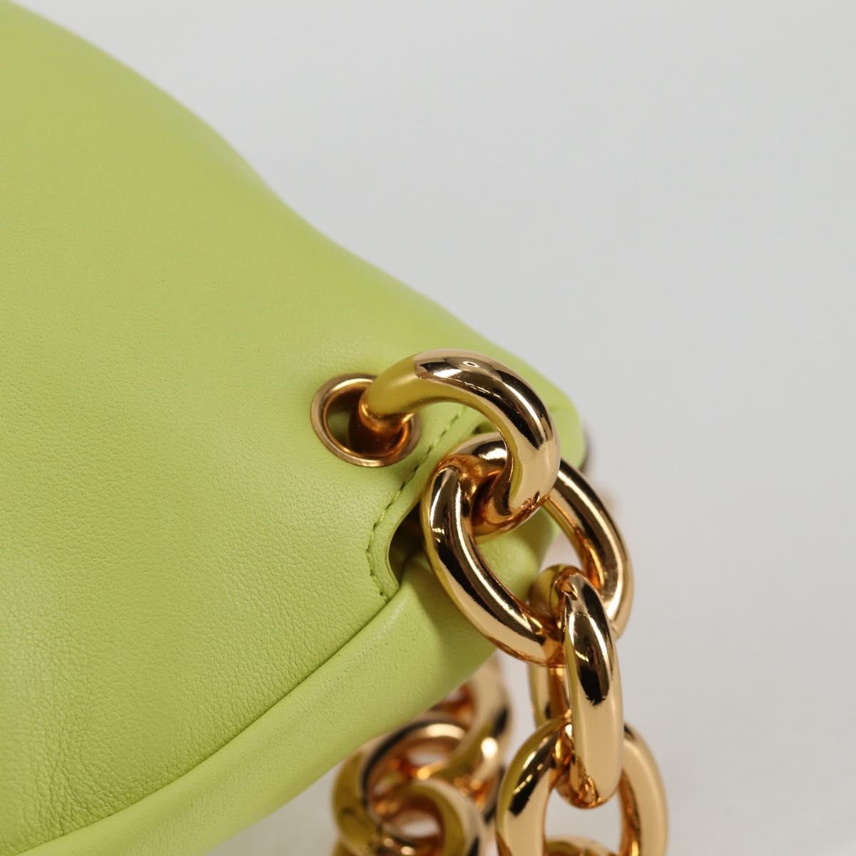 BOTTEGA VENETA The Chain Pouch Leather Yellow Gold Auth 123813SAM