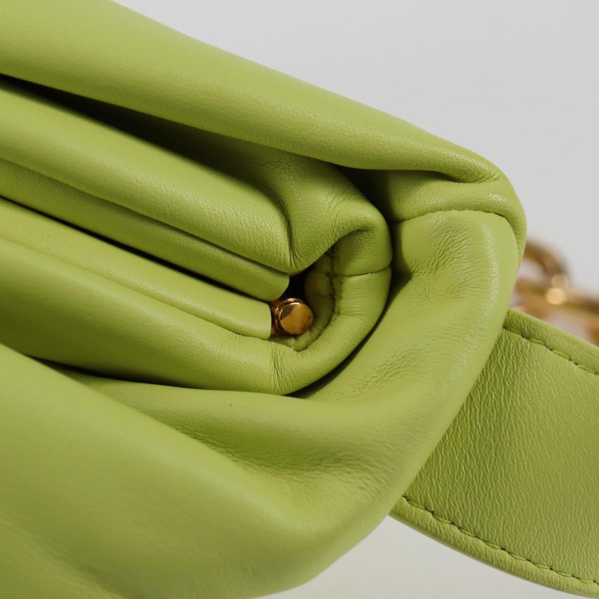 BOTTEGA VENETA The Chain Pouch Leather Yellow Gold Auth 123813SAM