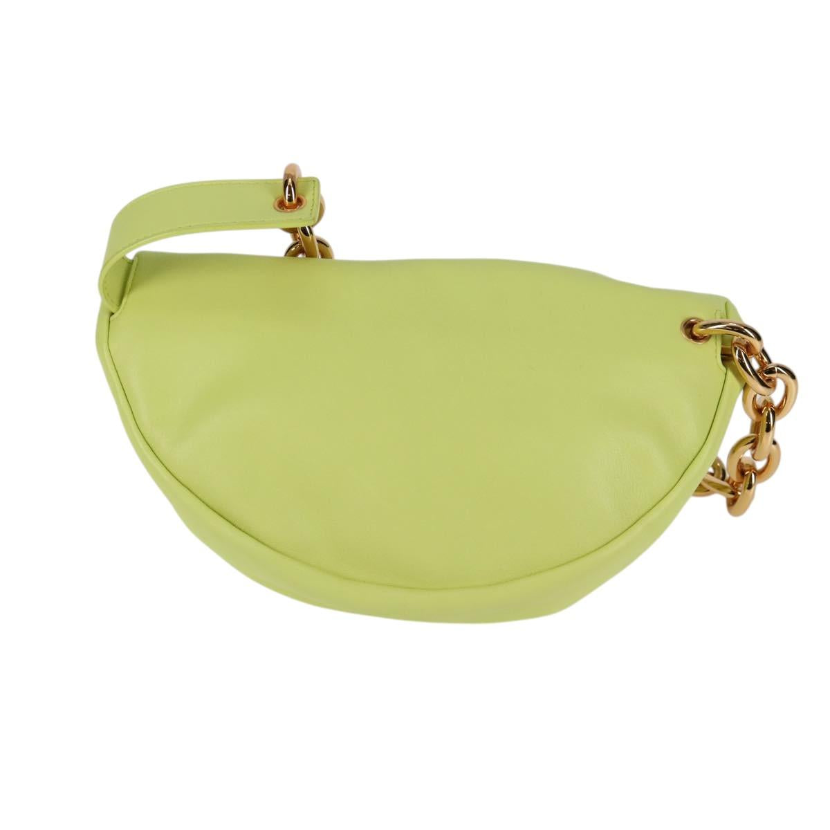 BOTTEGA VENETA The Chain Pouch Leather Yellow Gold Auth 123813SAM