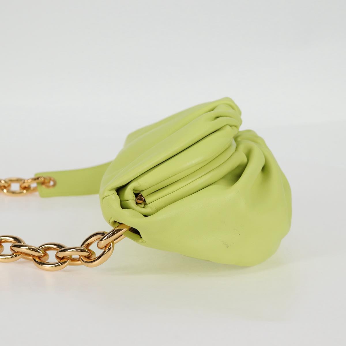 BOTTEGA VENETA The Chain Pouch Leather Yellow Gold Auth 123813SAM