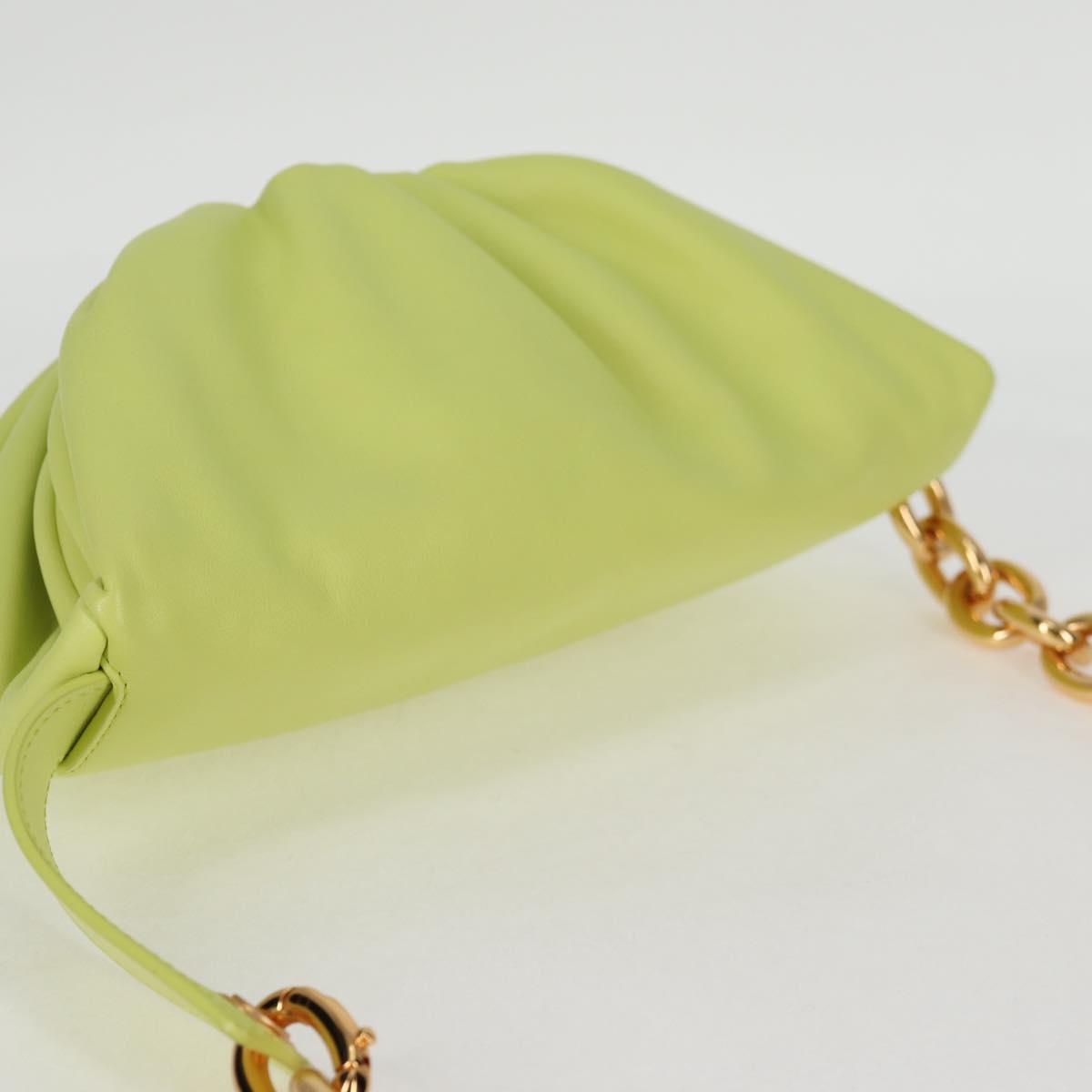 BOTTEGA VENETA The Chain Pouch Leather Yellow Gold Auth 123813SAM