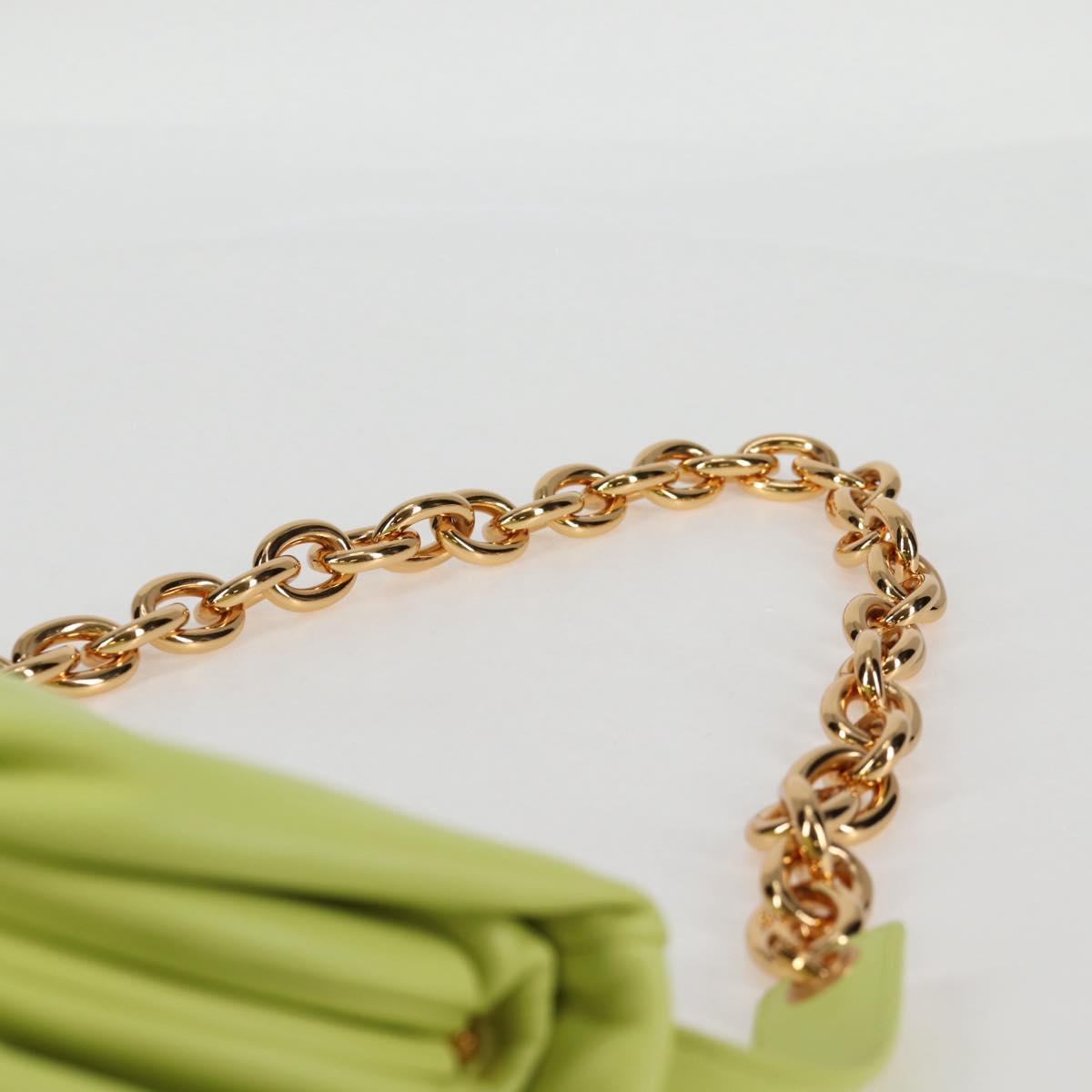 BOTTEGA VENETA The Chain Pouch Leather Yellow Gold Auth 123813SAM