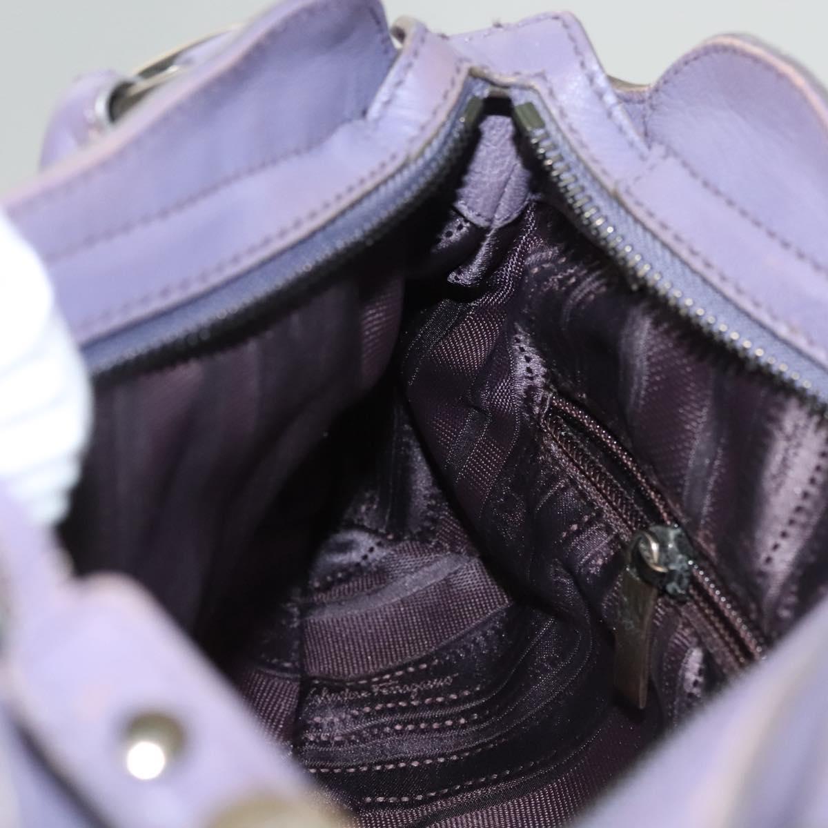 Salvatore Ferragamo Gancini Shoulder Bag Leather Purple Auth 123821