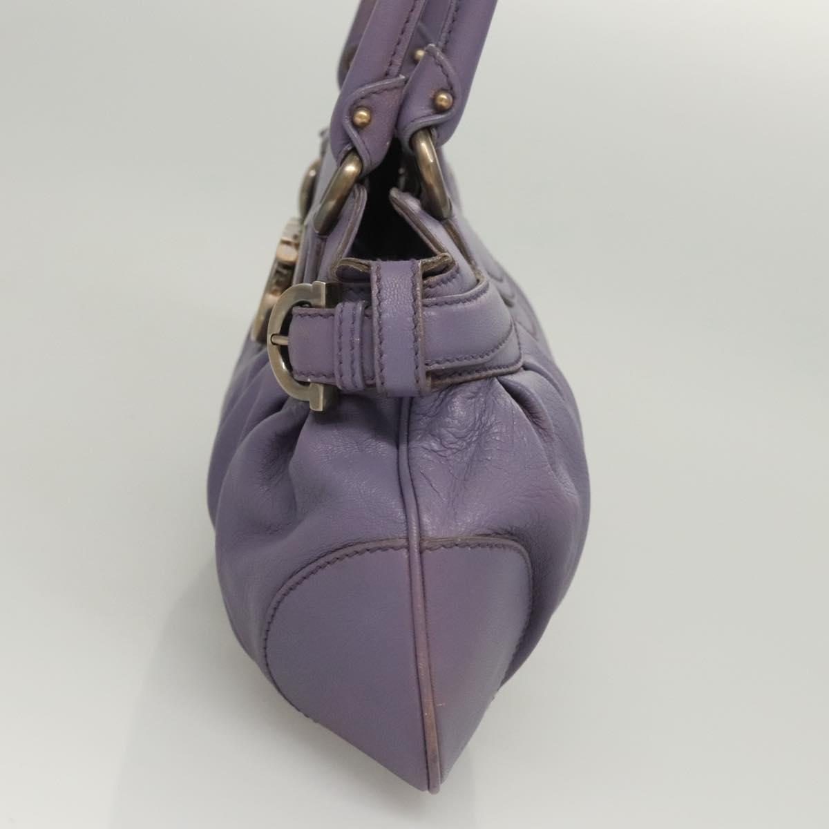 Salvatore Ferragamo Gancini Shoulder Bag Leather Purple Auth 123821