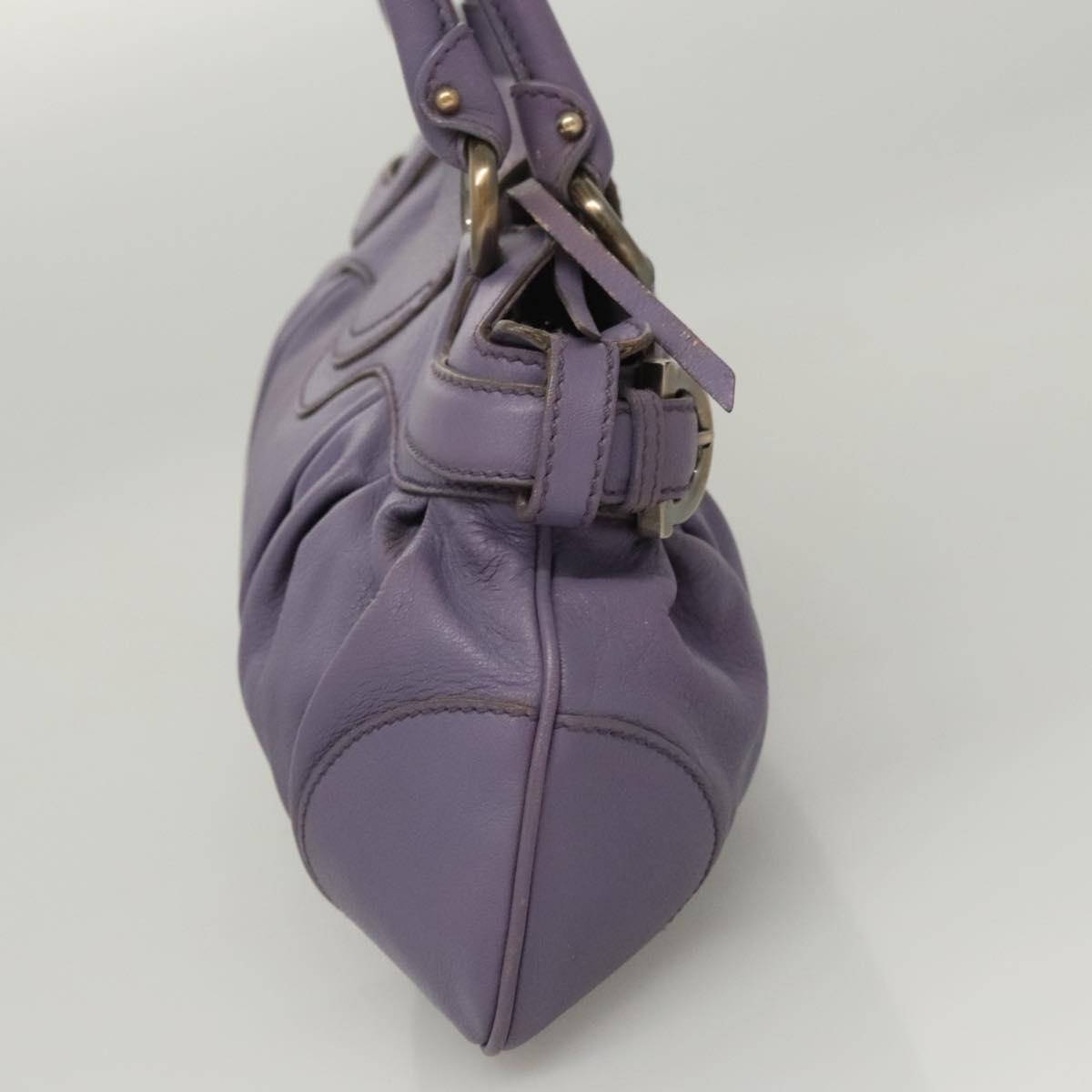 Salvatore Ferragamo Gancini Shoulder Bag Leather Purple Auth 123821