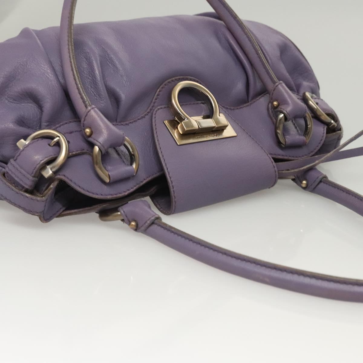 Salvatore Ferragamo Gancini Shoulder Bag Leather Purple Auth 123821