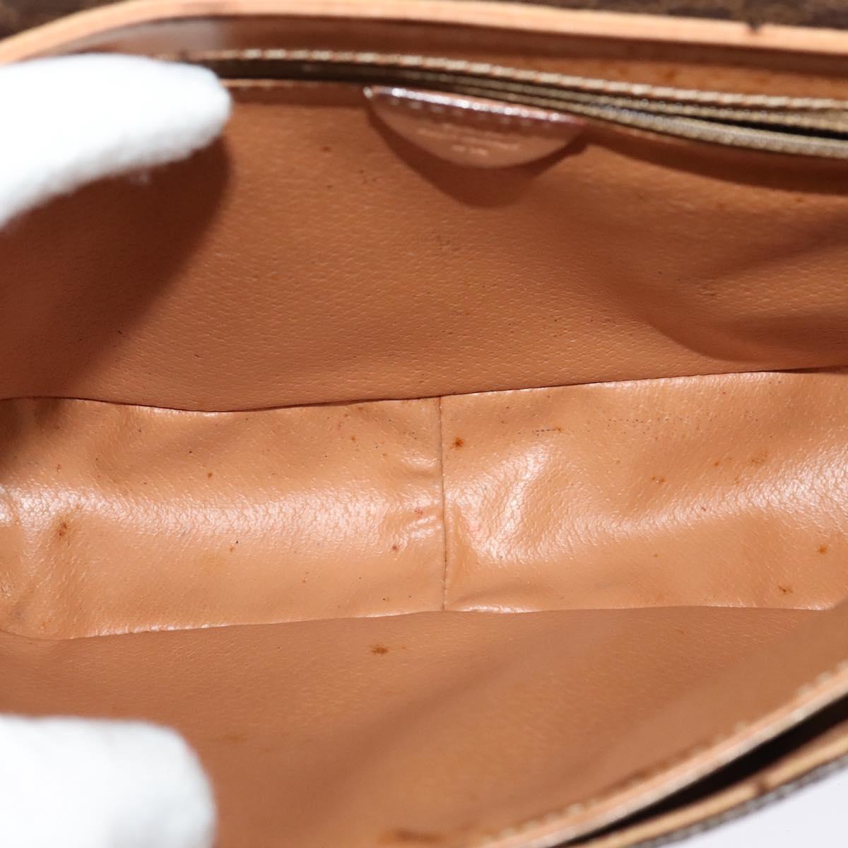 CELINE Macadam Canvas Circle Shoulder Bag PVC Leather Brown Gold Auth 123825